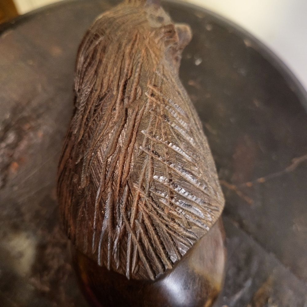 Vintage Hand Carved Modernist Iron Wood Bear - Picture 9 of 12